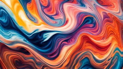 Fototapeta premium Endless Waves of Colorful Swirls and Abstract Fluid Forms, Uniting Energetic Strokes and Soft Blends of Warmth and Coolness to Create a Visual Symphony of Motion (71)