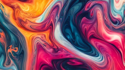 Obraz premium Endless Waves of Colorful Swirls and Abstract Fluid Forms, Uniting Energetic Strokes and Soft Blends of Warmth and Coolness to Create a Visual Symphony of Motion (78)