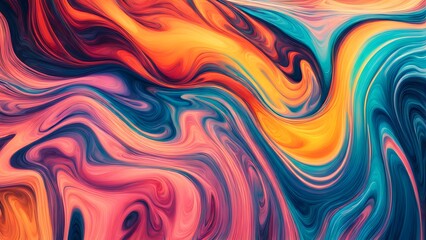 Obraz premium Endless Waves of Colorful Swirls and Abstract Fluid Forms, Uniting Energetic Strokes and Soft Blends of Warmth and Coolness to Create a Visual Symphony of Motion (80)