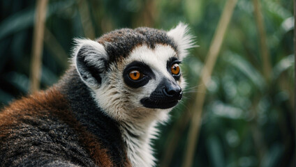 Fototapeta premium close-up portrait of a ring-tailed lemur