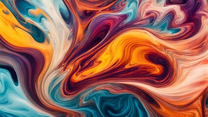 Obraz premium Endless Waves of Colorful Swirls and Abstract Fluid Forms, Uniting Energetic Strokes and Soft Blends of Warmth and Coolness to Create a Visual Symphony of Motion (98)