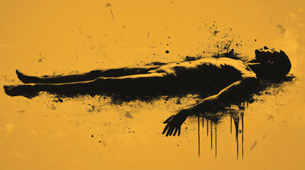 Crime Scene Body Chalk Outline Pop Art Vector Illustration