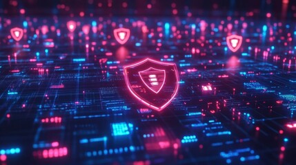 Fototapeta premium Digital Security Concept with Neon Elements