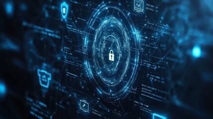 Obraz premium Digital Security Concept with Lock and Data Protection