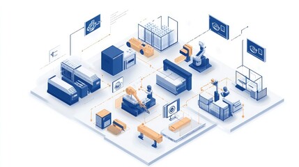 Obraz premium Smart factory automation system for Industry 4.0 tech