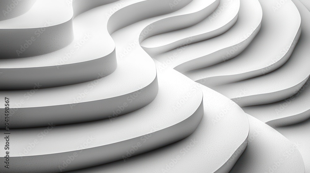 Poster abstract white curved geometric pattern with textured surface