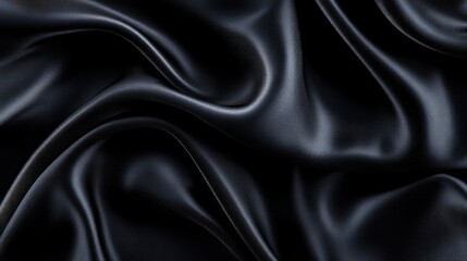 Fototapeta premium Elegant black satin cascades beautifully offering a refined texture and a sophisticated backdrop that conveys depth