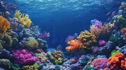 Fototapeta premium A vibrant coral reef teeming with various species of corals