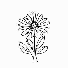 Abstract hand drawn flowers icon, Blooming wildflower botany design.perfect for branding or symbol design.