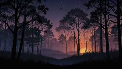 Fototapeta premium sunset in the forest