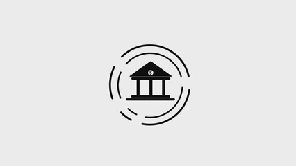 Bank Building Icon Isolated. Bank building icon animation on black background