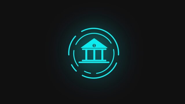 Bank Building Icon Isolated. Bank building icon animation on black background