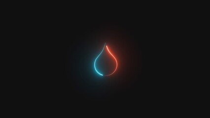 Liquid drop icon glowing neon cyan color . glowing neon line fuel drop icon isolated.