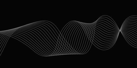 Abstract black background with whit line. Modern template abstract design flowing particles digital frequency track equalizer. abstract wave line for banner, wallpaper background with wave design