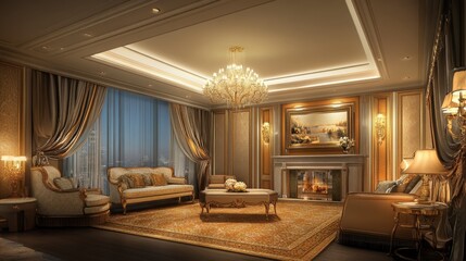Fototapeta premium Elegant Luxury Living Room with Modern Touches
