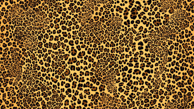 Seamless Leopard Print Pattern in Yellow, Orange, and Black