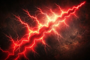 Vintage Style Photography of Striking Red Lightning Bolts in Zigzag Pattern on Black Backdrop, Dynamic Movement and Energy in Retro Aesthetic for Dramatic Visual Impact