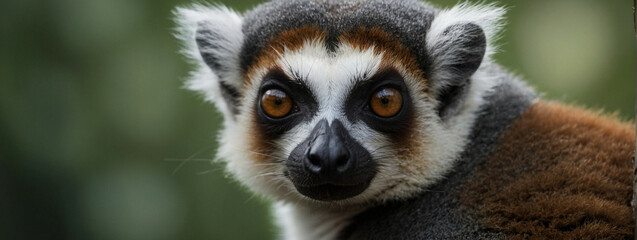 Obraz premium close-up view of a lemur, panorama