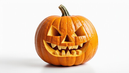 Real Jack O Lantern for Halloween on white background
