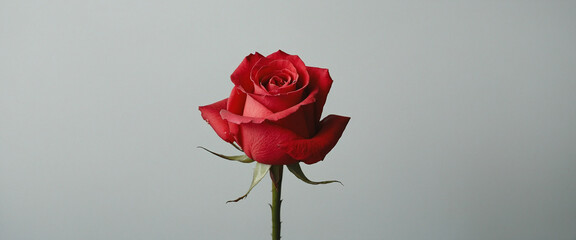 Red rose against a minimalistic background