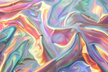 Obraz premium Photo of Holographic iridescent effect silk material. Background texture for backdrops or mapping
