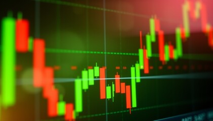 Close-up of a Stock Market Chart with Green and Red Candlesticks