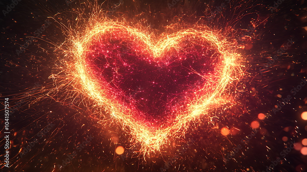 Aufkleber radiant heart a stunning display of sparkling lights and vibrant colors evoking emotion and passion 