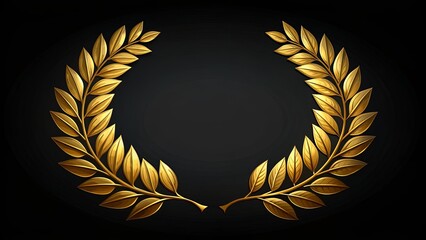 A golden laurel wreath with intricate detail, symbolizing achievement and triumph, against a sleek black background.