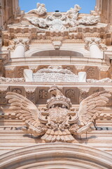detail of the facade of the cathedral of st mary in Syracuse in Sicily