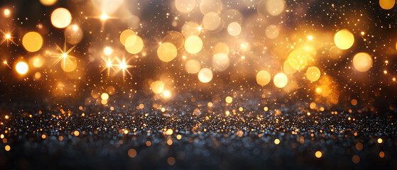 Elegant Golden Bokeh Lights on a Dark Background