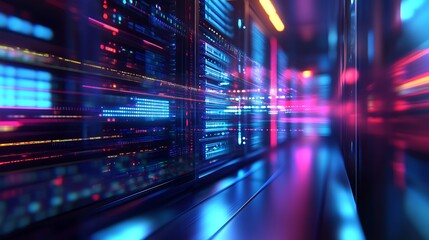 Fototapeta premium Illuminated Data Centers , network background , network background