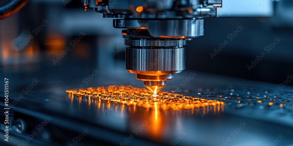 Poster close-up of a laser cutting machine in action
