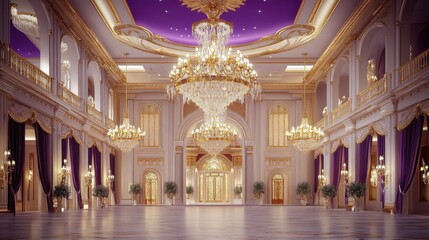 Fototapeta premium Elegant Hallway with Crystal Chandelier and Luxury Design