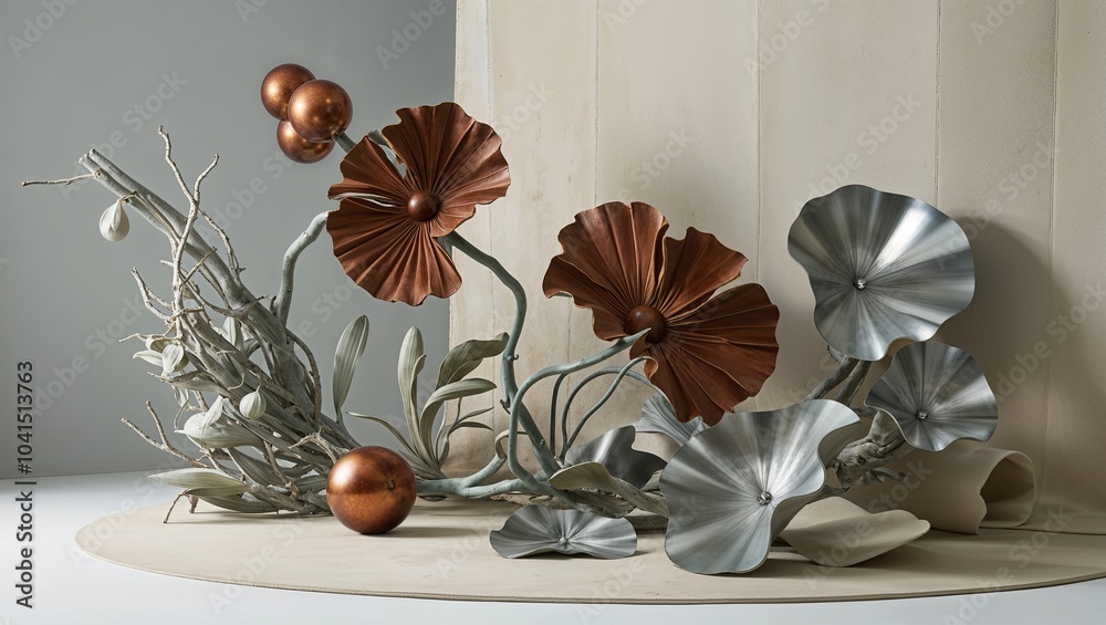 Sticker Sculptural Floral Metal Art