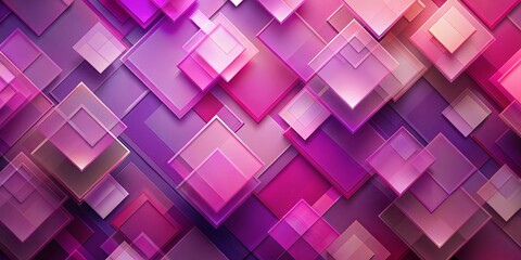 A vibrant tapestry of overlapping translucent squares in shades of pink, purple, and magenta, creating a dynamic and captivating abstract background.