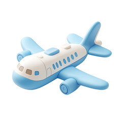 Naklejka premium Blue airplane 3d icon PNG, cartoon style minimal on transparent, isolate on white background