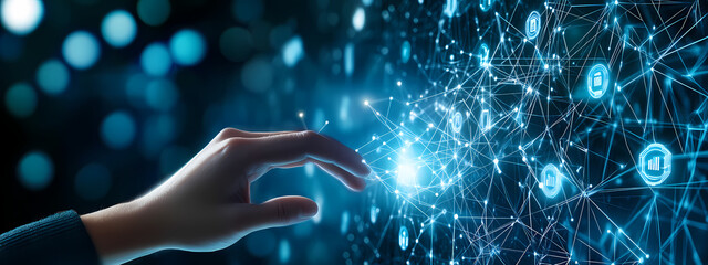 Fototapeta premium Touching the Digital Network
