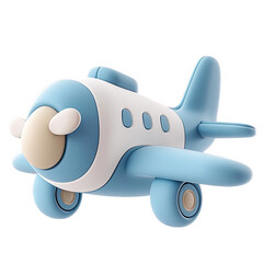 Naklejka premium Cute airplane 3d icon PNG, cartoon style minimal on transparent, isolate on white background