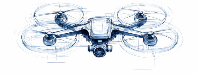 Futuristic Quadcopter Drone Sketch