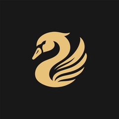 vector gold logo swan