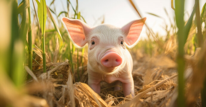 Cerdito en la naturaleza. 