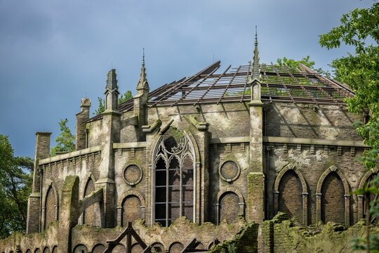 Scenic view of Efteling, theme park in the Netherlands, presents Danse Macabre under construction