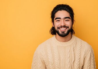 Obraz premium Smiling Man in Knitted Sweater