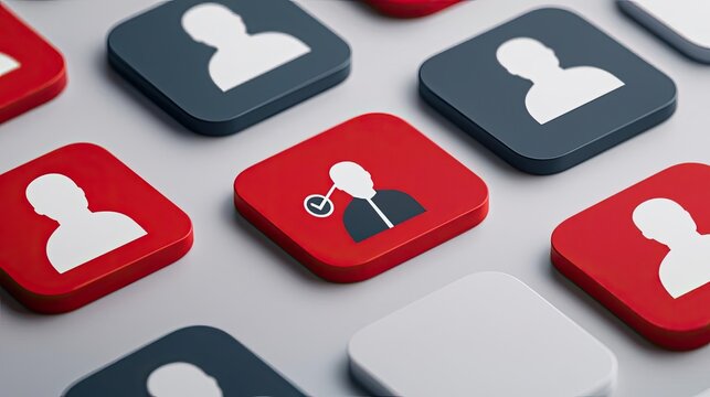 A digital interface filled with human icons, with one being clicked on, symbolizing candidate selection in an online recruitment platform