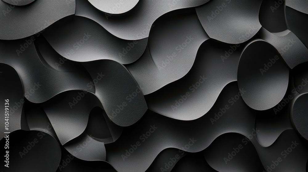 Poster modern abstract 3d geometric pattern with angular and curved shapes in monochrome