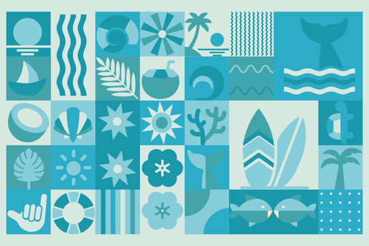 Geometric abstract modern Hawaii summer background pattern silhouette