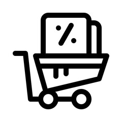 Shopping Cart with Discount Tag line icon