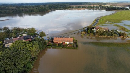 Fototapeta premium Floods from above in Czechia (Czech republic)