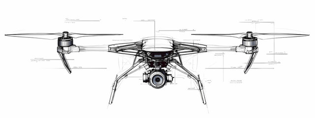 Minimalist Quadcopter Architectural Drawing