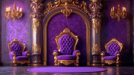Obraz premium Luxurious Purple Interior with Ornate Furniture